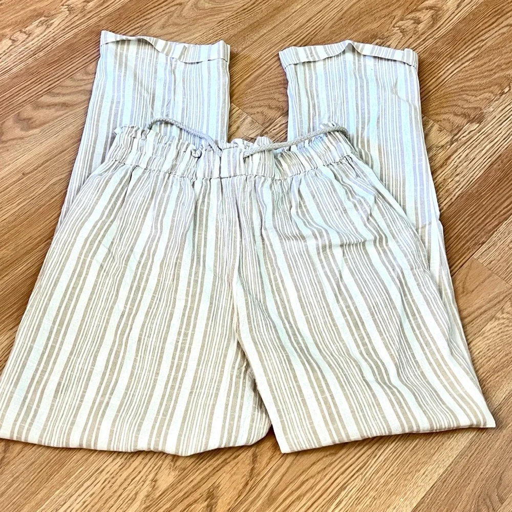 Deja Bleu,Linen Blend Striped Drawstring Pants Coastal Resort Beach Chic Size M - Picture 4 of 8